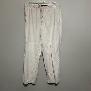 Express Mens Pants 36X30 Beige Tan Khaki Linen Blend Button Fly Lagenlook Casual